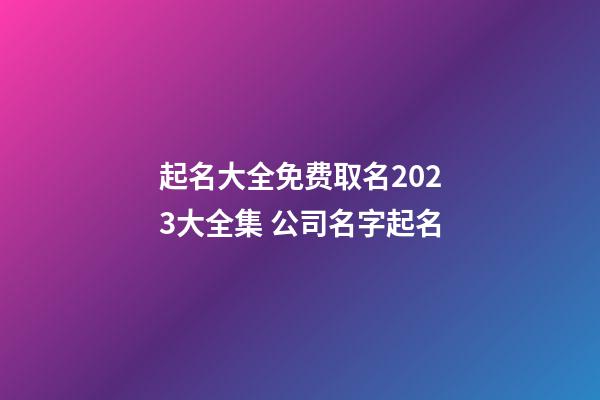 起名大全免费取名2023大全集 公司名字起名